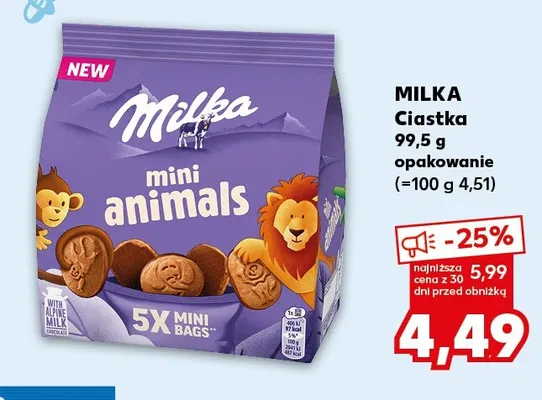 Ciasteczka Milka Mini Animals promocja w Kaufland