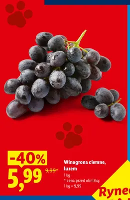 Winogrona ciemne luzem promocja w Lidl