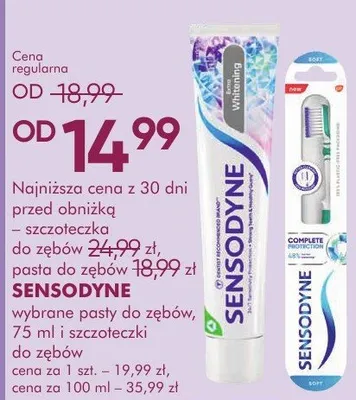 Pasty do zębów i szczoteczki do zębów SENSODYNE wybrane pasty do zębów, 75 ml i szczoteczki do zębów promocja w Makro