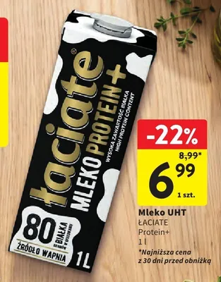 Mleko UHT Łaciate Protein+ promocja w Intermarche