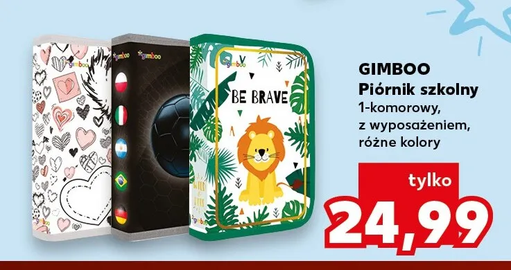 Piórnik szkolny 1-komorowy z wyposażeniem GIMBOO promocja w Kaufland