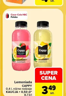 Lemoniada Cappy zero cytryna promocja w Carrefour