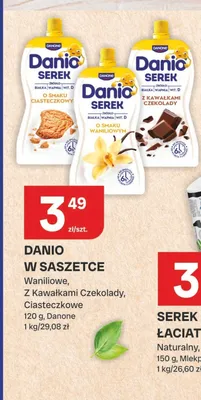 Serek homogenizowany Danio w saszetce o smaku ciasteczkowym promocja w Chorten