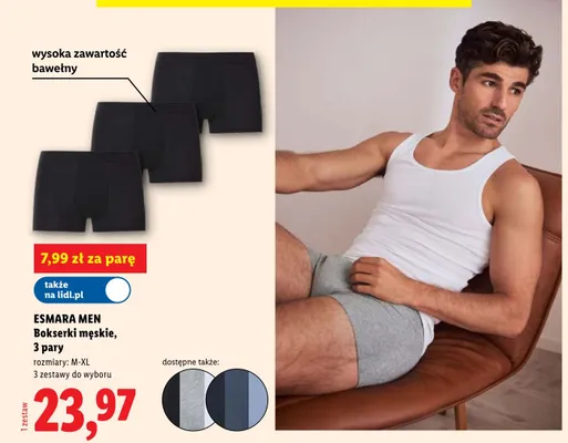 Bokserki męskie ESMARA MEN 3 pary promocja w Lidl