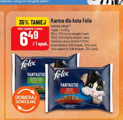 Karma dla kota Felix Fantastic 4-pak promocja w POLOmarket