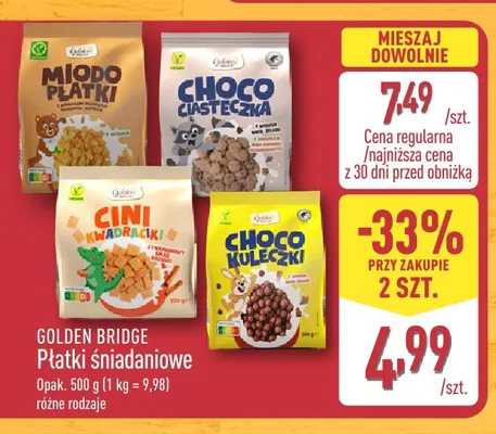 Płatki śniadaniowe Choco Ciasteczka Golden Bridge promocja w Aldi