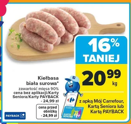 Kiełbasa biała surowa Kraina mięsa promocja w Carrefour Market