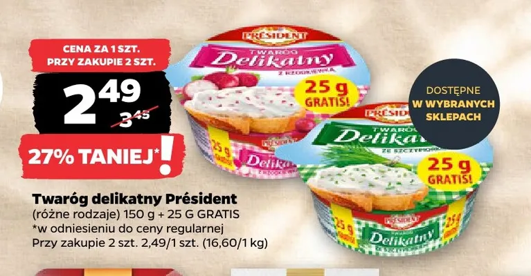 Twaróg delikatny z rzodkiewką Président promocja w Netto