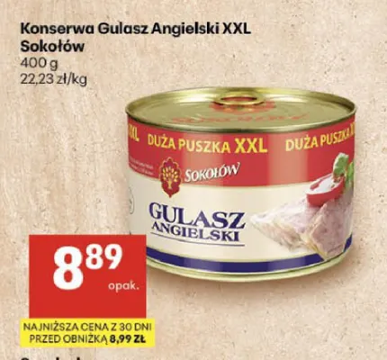Konserwa Gulasz Angielski XXL Sokołów promocja w Delikatesy Centrum