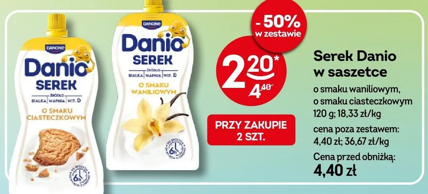 Serek homogenizowany w saszetce o smaku waniliowym Danio promocja w Żabka
