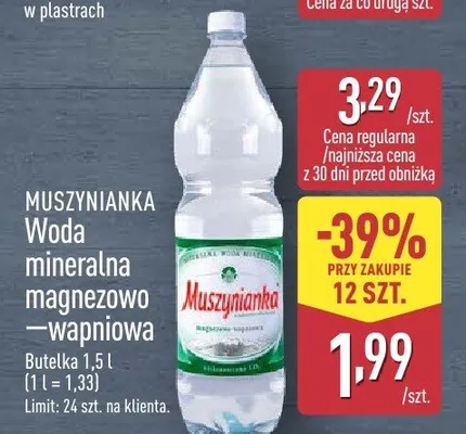 Woda mineralna magnezowo-wapniowa Muszynianka promocja w Aldi