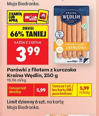 Parówki z filetem z kurczaka Kraina Wędlin promocja w Biedronka