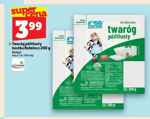Twaróg półtłusty kostka Rolmlecz promocja w TOPAZ
