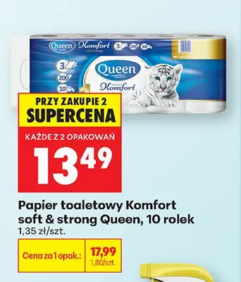 Papier toaletowy Komfort soft & strong Queen 10 rolek promocja w Biedronka