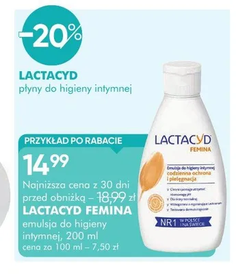 Emulsja do higieny intymnej Lactacyd Femina promocja w Super-Pharm