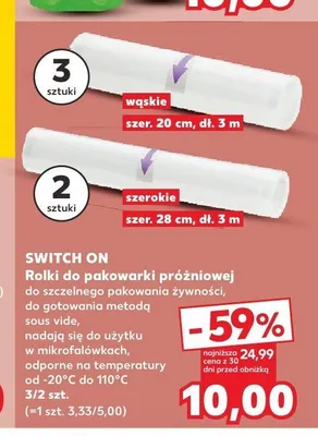 Rolki do pakowarki próżniowej Switch On wąskie 20 cm 3-pak promocja w Kaufland