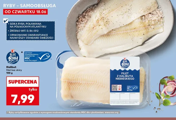 Halibut filet bez skóry Blue Bay promocja w Kaufland