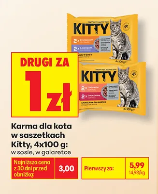 Karma dla kota w saszetkach w galaretce Kitty 4-pak promocja w Biedronka