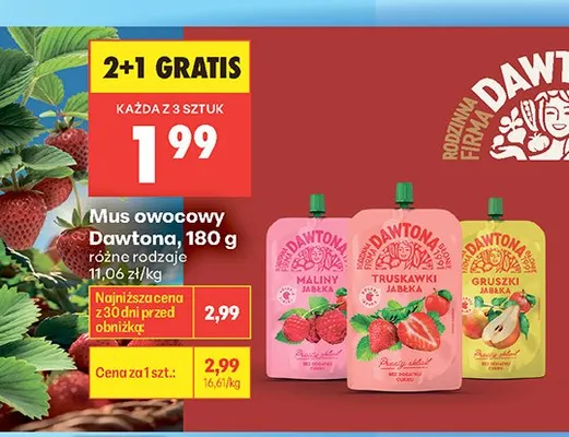 Mus owocowy Dawtona gruszki jabłka promocja w Biedronka