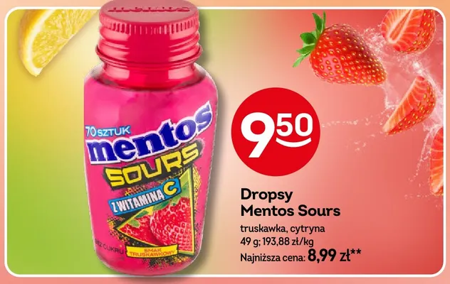 Dropsy Mentos Sours cytryna promocja w Żabka
