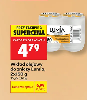 Wkład olejowy do zniczy Lumia 2-pak promocja w Biedronka