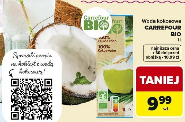 Woda kokosowa Carrefour Bio promocja w Carrefour