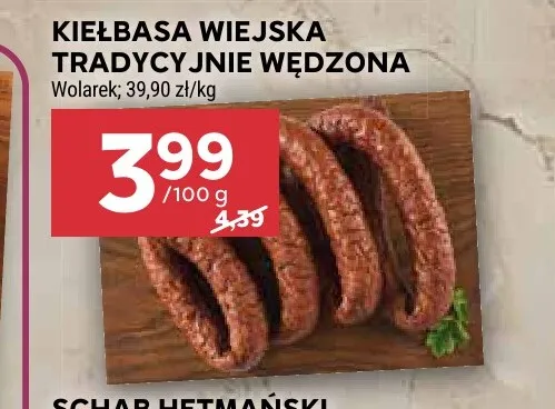 Kiełbasa wiejska tradycyjnie wędzona Wolarek promocja w Stokrotka