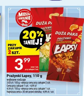 Prażynki Łapsy o smaku bekonowym promocja w Twój Market