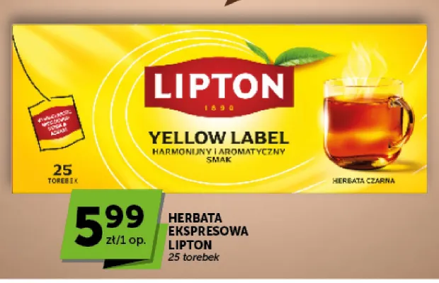 Herbata ekspresowa Lipton Yellow Label promocja w ABC