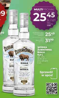 Wódka Żubrówka Biała 40% promocja w Duży Ben