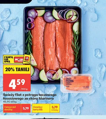 Świeży filet z pstrąga tęczowego łososiowego ze skórą Marinero promocja w Biedronka