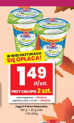Jogurt naturalny Primo Zott promocja w emma MARKET