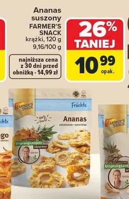 Ananas suszony krążki suszone promocja w Carrefour Market