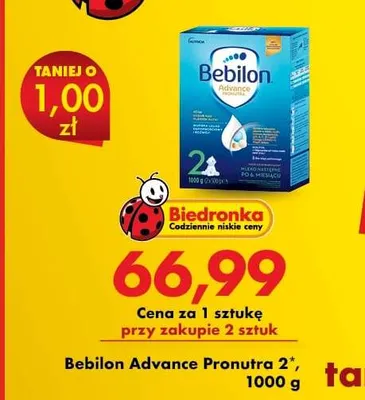 Mleko następne Bebilon Advance Pronutra 2 promocja w Biedronka