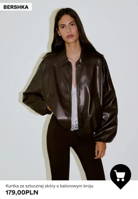 Kurtka ze sztucznej skóry o balonowym kroju Bershka promocja w Bershka