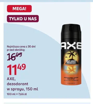 Dezodorant w sprayu AXE promocja w Rossmann
