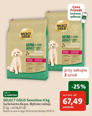 Sucha karma dla psa SELECT GOLD Sensitive promocja w MAXI ZOO