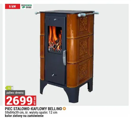 Piec stalowo-kaflowy Bellino promocja w Merkury Market