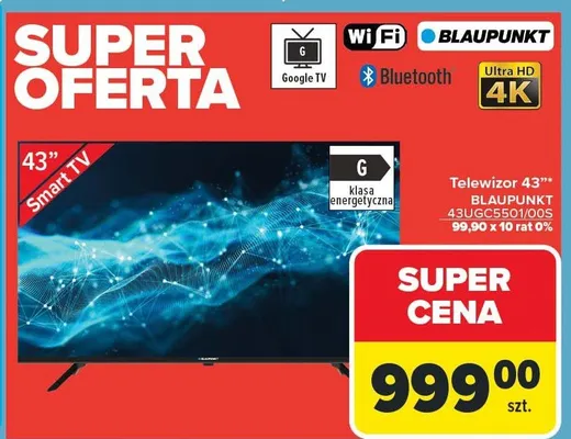 Telewizor 43" BLAUPUNKT 43UGC5501QOS promocja w Carrefour
