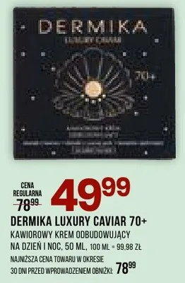 Krem Dermika Luxury Caviar 70+ hialuronowy krem odbudowujący na dzień i noc 50 ml promocja w Drogerie Natura