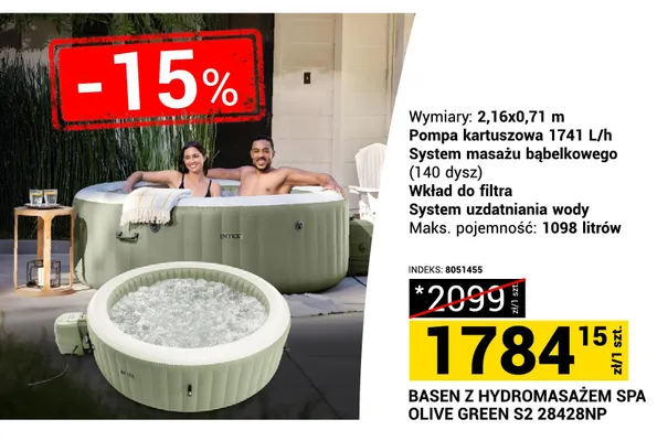 Basen z hydromasażem SPA Olive Green S2 28428NP Intex promocja w Merkury Market