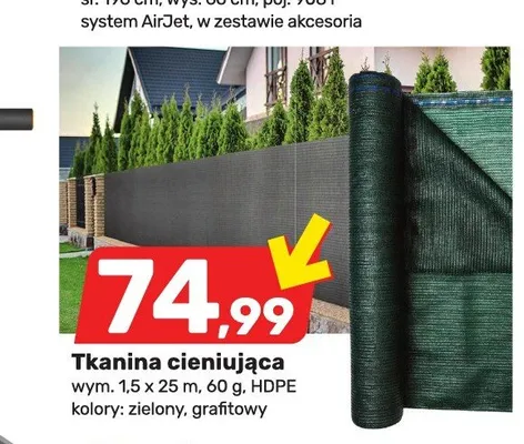 Tkanina cieniująca wym. 1,5x25m 60g HDPE promocja w Bricomarche