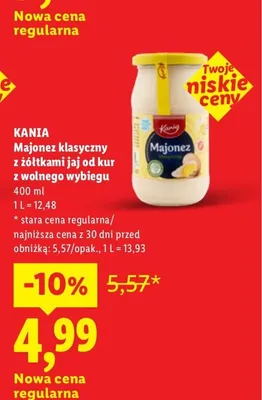 Majonez klasyczny z żółtkami jaj od kur z wolnego wybiegu Kania promocja w Lidl