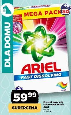 Proszek do prania kolorowych tkanin Ariel MEGA PACK promocja w Netto