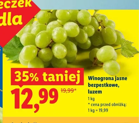 Winogrona jasne bezpestkowe luzem promocja w Lidl