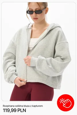 Rozpinana solidna bluza z kapturem Cropp promocja w Cropp