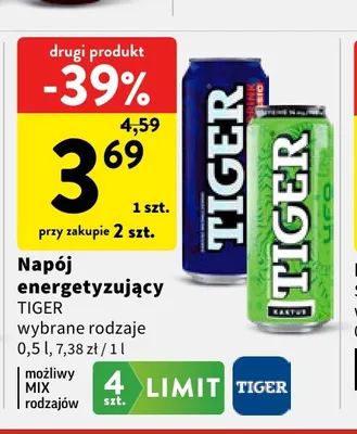 Napój energetyzujący Tiger Classic promocja w Intermarche