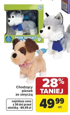 Chodzący piesek ze smyczą promocja w Carrefour