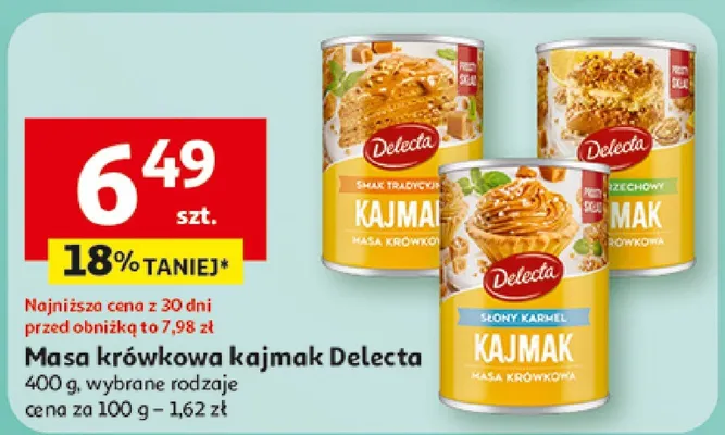 Masa krówkowa kajmak Delecta, wybrane rodzaje promocja w Auchan
