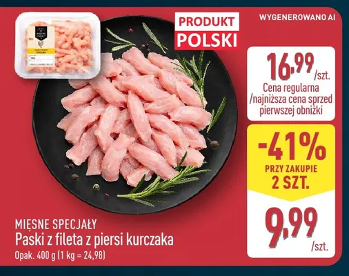 Paski z fileta z piersi kurczaka Mięsne Specjały promocja w Aldi